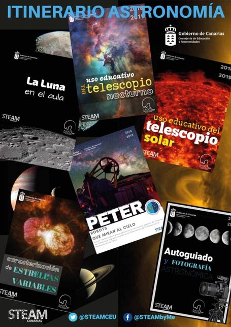 Cartel del Itinerario Astronómico curso 2018-2019. Créditos: Área STEAM (CEU, Gobierno de Canarias)
