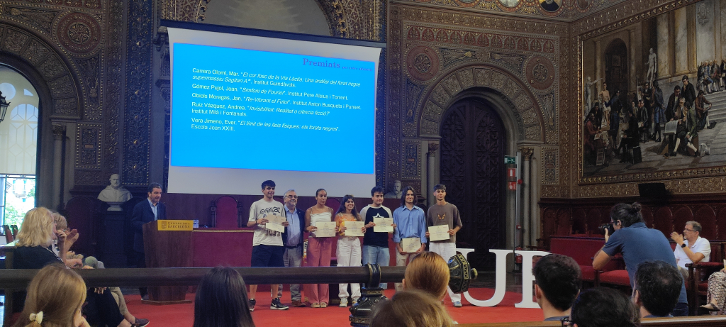 Premiados en la categoría de Física en los Premios UB-Santander 2025, durante la ceremonia de entrega de galardones.